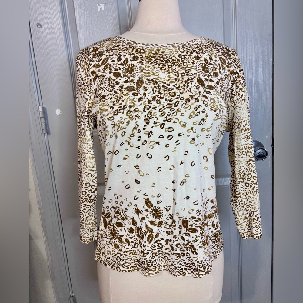 Gloria Vanderbilt Vintage Sequin Animal Print Sweater Women’s Large top glitter